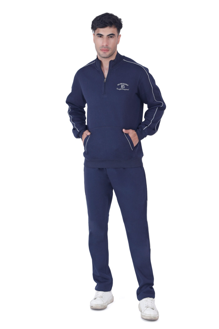 Men's Solid High Neck Tracksuit in Navy Men's Solid High Neck Tracksuit in Navy