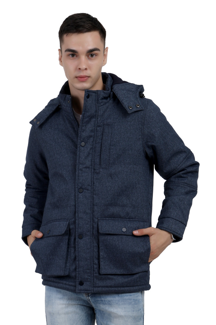Men’s High Neck Tweed Chester Jacket in Navy Men’s High Neck Tweed Chester Jacket in Navy