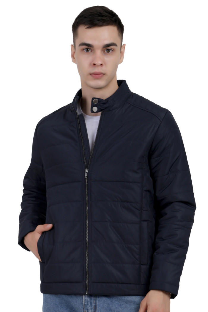 Trufit’s Men’s Solid Quilted Biker Jacket in Navy Trufit’s Men’s Solid Quilted Biker Jacket in Navy