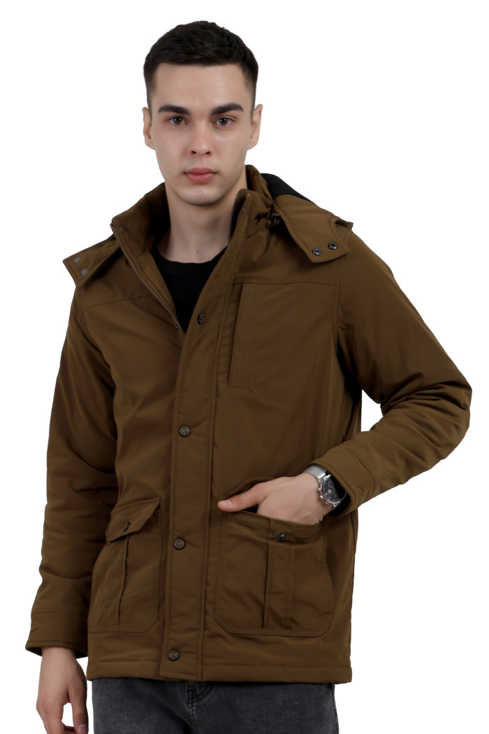 Men’s High Neck Quilted Chester Jacket in Khaki Men’s High Neck Quilted Chester Jacket in Khaki