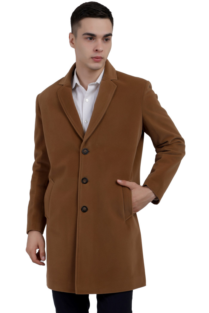 Men’s Single Breasted Velvet Long Coat in Tan Men’s Single Breasted Velvet Long Coat in Tan